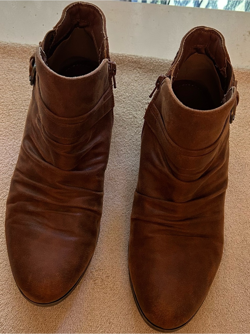 NOR Brown Suede Ankle Booties with Side Buckle